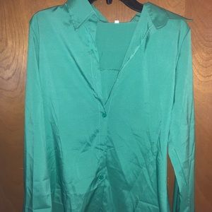 Green Button Down top